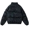 Zimowa kurtka płaszcza Hip Hop zamek błyskawiczne grube kurtki mężczyźni moda moda swobodny zebra druk haftowane litery streetwearu 201127