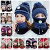 Knitted Hats Masks Scarf Set Beanies With Valve Maks Scarf Winter Wool Pompon Casual Hat Sets Party Hats Neckerchiefs Supplies