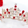 FORSEVEN 1pcs Red Color Handmade Rhinestone Big Crown Girls Women Tiara Party Headband Bride Wedding Hair Accessories LB J0121