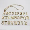 Real Pearl Necklace Choker Alphabet A-Z Inledande rostfritt stål spänne guldfärghänge sötvatten smycken 220228259m