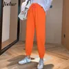 Джиееру конфеты цвет оранжевый розовый серый спортивные брюки женские улицы досуг BF Harajuku Harem Harem брюки S-XL 2020 осенние женщины спортивные штаны LJ200820