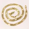 Collana in oro massiccio 24k Mens 24k Solid Gold GF 8mm Italian Figaro Link Chain Collana 24 pollici