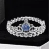 Fashion Jewelry Women Ring European Style Charm Ring High-quality 100% 925 Sterling Silver Blue Tiara Ring232F9431013