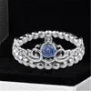 Moda jóias feminino anel estilo europeu charme anel de alta qualidade 100% 925 prata esterlina azul tiara ring232f9431013