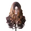 Blanda färg lockig peruk WoodFestival Bruna peruker Långt ombre blont vågigt syntetiskt hår Dam cosplay