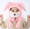 Зимняя детская длинная шапка с кроличьими ушками, детская плюшевая утолщенная теплая муфта с ушками, маска для мальчиков и девочек, шапки-ловушки A5312299V