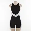 BOOFEENAA Sommermode Playsuit Bodycon Jumpsuit Frauen Frontreißverschluss Hohe Taille Einteiliges Outfit Active Wear C87-I62 T200704