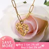 Pendant Necklaces Fnixtar 10Pcs/Lot 4mm Hollow Heart Necklace Mirror Polish Stainless Steel Sweater For Christmas Gifts Jewelry