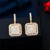 Bijoux de luxe carrés 925 argent Post Designer boucles d'oreilles breloques AAA cubique zircone cuivre 18 carats or blanc CZ boucle d'oreille pour les femmes fête de mariage cadeau de mariée