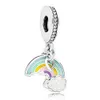 925 encanto de plata arco iris Daisy Heart Balloon Charm para Panora Pulseras para mujer de moda joyería