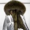 Cappotto parka foderato in pelliccia di coniglio naturale giacca invernale da donna con collo in pelliccia di procione naturale LJ201021
