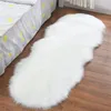 Irregular Long Soft White Faux Sheepskin Fur Area Rugs Kids Livingroom Bedroom Floor Mat Shaggy Silky Plush Carpet Rug 220301