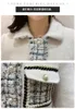 2021 Une ligne automne hiver tweed femmes 2 pièces robe ensemble de haute qualité piste de luxe patchwork chaud perle bouton veste manteau + mini jupe costumes