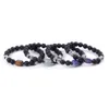 Perla di energia quadrata occhio di tigre 7 chakra 8 mm pietra lavica nera perline bracciali gioielli yoga elasticizzati per regalo donna uomo