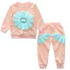 Bebê recém-nascido meninas roupas conjunto flor manga longa tops + calças 2pcs roupas crianças roupas crianças fatos de criança