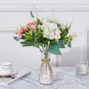 Dekoratif Çiçekler Çelenkler Güzel Büyük Gül Şube Yapay İpek Ev Düğün Dekorasyon Retro Sonbahar Büyük Güller Beyaz Sahte Dekor