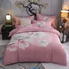 Vintage Shabby Blossom Flowers Grey Duvet Cover 100% Bomull Soft Bedding Set Quilt Cover Bed Sheet Pillowcases Queen King Size T200706