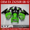 Corpo OEM para Kawasaki Ninja Ex250 ZX250 R Ex ZX 250R ZX-250R 2008-2012 81No.5 EX-250 ZX250R 2009 2009 2010 2012 2012 2012 EX250R 08 09 10 11 12 Fabricação de injeção Stock Blk Verde