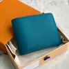 2022 Neue Designer-Geldbörsen 5A Top-Qualität aus echtem Leder Kurze Brieftasche für Männer Mode L0 Orange und hellblaue Geldbörse für Frauen mit Geschenkbox