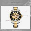 CHENXI Automatic Movement Wristwatches Hollow Out Dial 001 Stainless Steel Coloured Bezel High Quality Folding Buckle Analog Dial Face