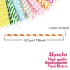 25pcs Disposable Biodegradable Paper Straws Colorful Creative Drinking Straw Birthday Party Decoration Kids Baby Shower Wedding Party YL0196