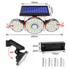 Sollampor 70 LED 3 roterbara huvuden LED Solar Garden Lamp Motion Sensor Utomhus Garden Spot Light