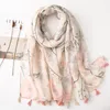 New Style Cotton and Linen Scarf Female Art Small Fresh Plant Flower Decoration Sunscreen Shawl