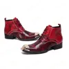 Hiver Snake Skin Men Chaussures Bottes en cuir véritables Fashion Metal Toe Boot Plus taille Bottins Bottes confortables