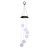 Sconto Solar Smart Light Control Wave Ball Wind Chime Style Corridoio Decorazione Lampada a sospensione Perline Pannello solare nero Luci colorate