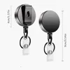 Office Supplier Metal Black Retractable Pull Key Ring Chain Reel ID Lanyard Name Tag Card Badge Holder Reel Recoil Belt Clip SN6190