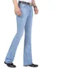 Neue Sommer Dünne Herren Ausgestelltes Bein Hohe Taille Lange Flare Für Bootcut Blau Hommes Bell-Bottom Jeans Männer 201111