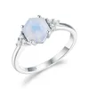 Kuololit 585 Rose Gold Nautral Rainbow Moonstone Gemstone Rings for Women 925 Sterling Silver Hexagon Women's Ring Trend 220216