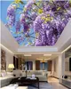 Sfondi bellissimi scenari 3D wallpaper stereoscopico 3D fiore blu cielo verde foglia soffitto murale