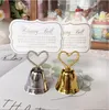 Bröllopsklocka Favoriter Kissing Silver Place Card Hållare Foto Favoriter
