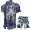 남성 여름 디자이너 정장 해변 해변 홀리데이 셔츠 반바지 의류 세트 2pcs 플로럴 트랙 슈트