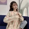 Neploe Sweater Cardigan Cute Pink Coat Women Peach Cardigans Knitted Oversized Jacket Korean Autumn Long Sleeve Pull Femme 201128