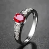Pierścienie klastra czarny aniołek moda otwarta 925 Srebrny szafir Ruby cyrkon regulowany pierścień palca dla kobiet Prezent biżuterii Drop1