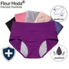 5pcs/lot Menstrual physiology panties Women leak proof period briefs underwear Female sexy mesh ice silk breathable underants LJ200822