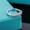 Luxo sólido 925 prata 07ct moissanite joias positivas 7 pedras anel de aliança de casamento4866916