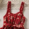 Robe d'été en mousseline de soie pour petites filles, motif floral, à bretelles, à la taille, vêtements jupe pour enfants