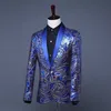 Giacca da uomo con paillettes blu royal Blazer blu da uomo Costumi di scena Abiti da carnevale Americanas Hombre Blazer con paillettes da uomo 201104