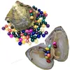 20 couleurs mélangées 6-9mm ronde perle d'huître d'eau douce grand souhait naturel coloré perles en vrac emballage sous vide bijoux bricolage cadeaux d'anniversaire en gros