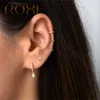 Hoop Huggie ROXI Simple rond cercle boucles d'oreilles en cristal or argent Pendientes 925 Sterling Chic Zircon pierre femmes boucles d'oreilles 1317Z