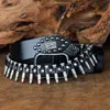 Cetiri Punk Bullet Rivet Belt Men's Top Grain Real Leather Belt Pin Buckle Belt för Jeans Female Personality Cool Gift T200327 259Z