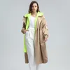 Twotwinstyle coréen patchwork Hit Color Trench pour femme à manches longues à manches longues Casual Verche coupe-vent lâche femelle automne 201102