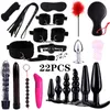 Vuxna spel Sextoys för par BDSM Bondage Silicone Anal Butt Pluggar Dildo Massaging Vibrator Kit Set Y201118