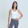 L-97 Regatas femininas para exercícios de ioga Camisas esportivas fitness Colete sexy Secagem rápida respirável Ginásio Tops em forma de U Pescoço Macio Novo Ajuste fino T-shirt