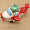 Creative Cartoon Colorful Fighter Retro Small Plan Glider Succulent Flowerpot Micro Landscape Decoration Home Garden Decoration T200529