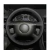 Handemboorbegooid Black PU Synthetisch lederen auto stuurwielhoes voor Audi A2 8Z A3 8L Sprotback A4 B5 B6 Avant A6 C5 A8 D2 S4 J220808