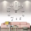 3D quarzo design moderno reale grandi orologi acrilici specchio adesivo da parete grande orologio decorazione per la casa soggiorno Y200407